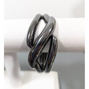 Lia‎ Sophia Gunmetal Gray Twist Chunky Hinge Clamp Bracelet Galena Modern 6.5 in